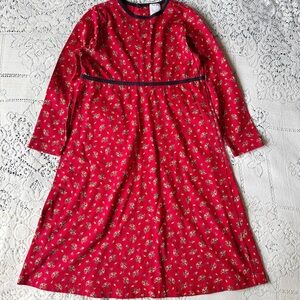 Hanna Andersson Red Floral Long Sleeve Girl’s Dress Size 120 6 / 7 Youth Small
